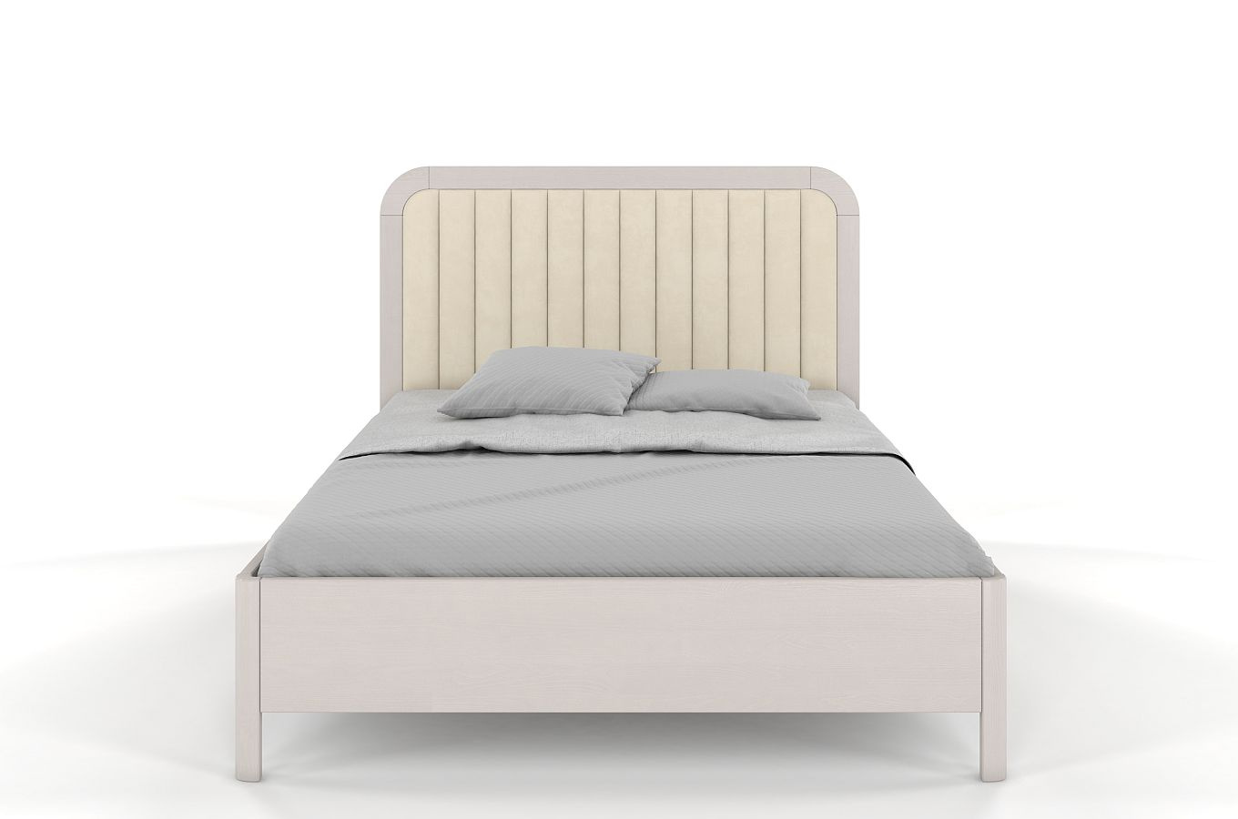Tapicerowane łóżko drewniane sosnowe Visby MODENA BC z wysokim zagłówkiem (skrzynia na pościel)