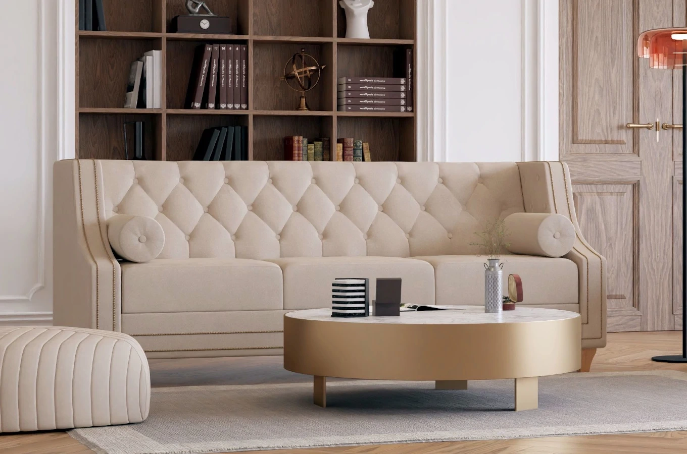 Elegancka 3-osobowa sofa RETRO z funkcją spania / szerokość 214 cm