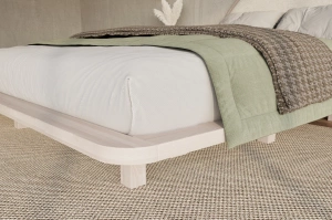 Łóżko lewitujące drewniane bukowe Visby MOMOKO / 140x200 cm, kolor biały