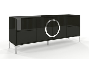 Czarna nowoczesna komoda RTV Dancan EVA połysk / szer. 150 cm
