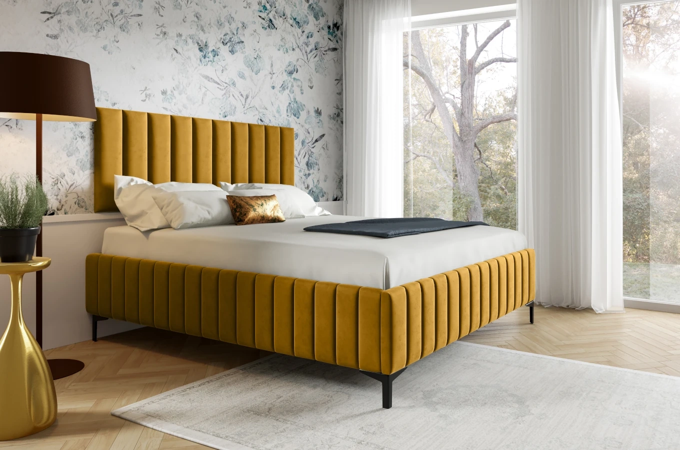 Łóżko tapicerowane do sypialni CAPRI - bez zagłówka