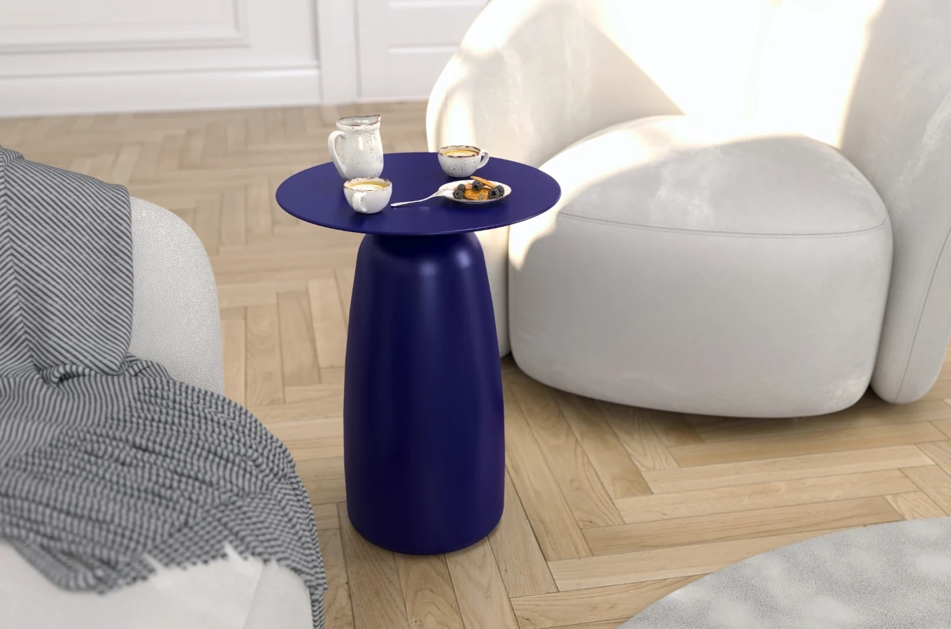 Stolik drewniany Kayani BAOBAB 44 różne kolory, wys. 44 cm / kolor granat szlachetny