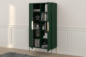 Wysoka zielona komoda ze złotymi dodatkami Skandica MERLIN / szer. 80 cm