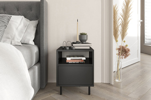 Czarna nowoczesna szafka nocna Dancan MIRKA / szer. 40 cm