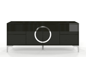 Czarna nowoczesna komoda RTV Dancan EVA połysk / szer. 150 cm