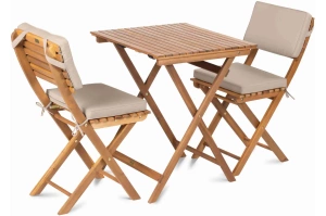 Zestaw mebli LAGOS z drewna akacjowego na balkon lub taras / stolik + 2 krzesła