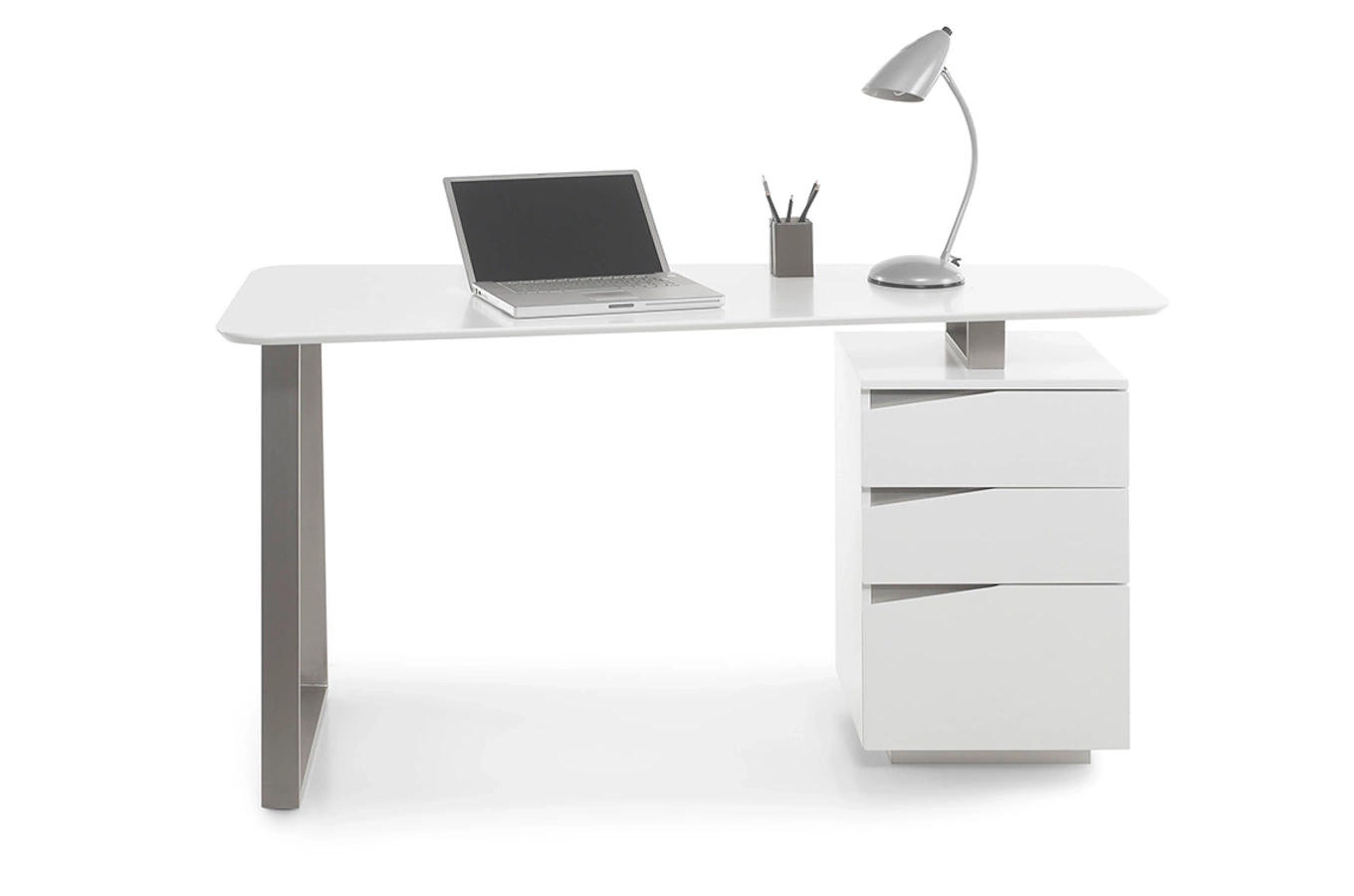 Nowoczesne białe biurko z szufladami TORI II / 150x67 cm