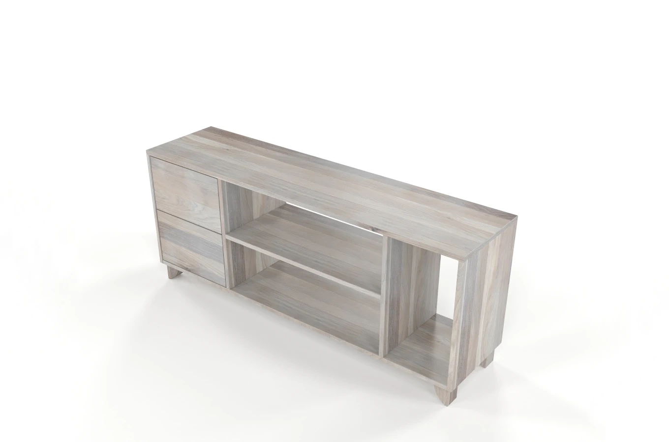 Drewniana szafka RTV dębowa Visby VIVECA na nóżkach / szer. 140 cm