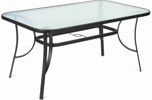 Metalowy stół ogrodowy PORTO z blatem z utwardzanego szkła