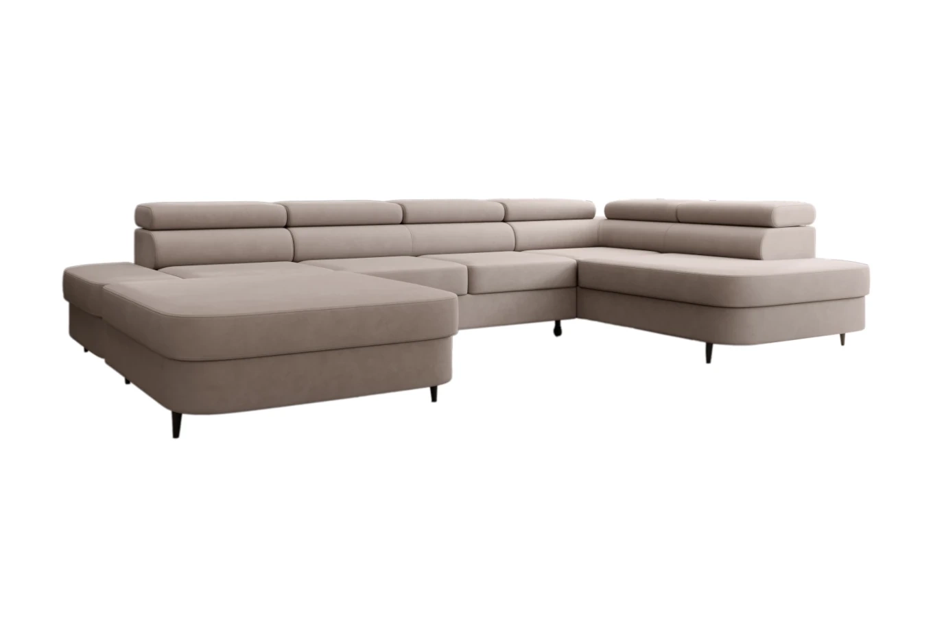 Nowoczesny narożnik TANZANIT U z funkcją spania i pojemnikiem na pościel