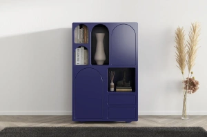 Drewniana komoda z łukami Visby OLIMPIA HIGH / kolor granat szlachetny / szer. 80 cm