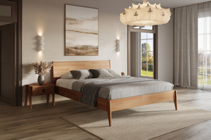 Łóżko drewniane bukowe Visby RADOM / 160x200 cm, kolor biały