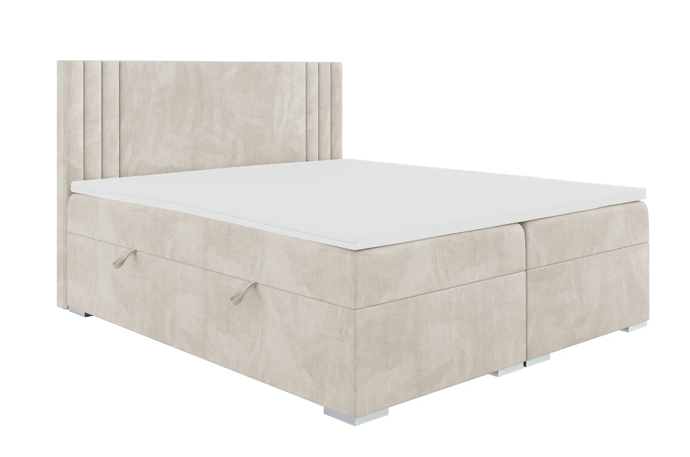 Eleganckie tapicerowane łóżko kontynentalne do sypialni AUGUST z pojemnikiem na pościel