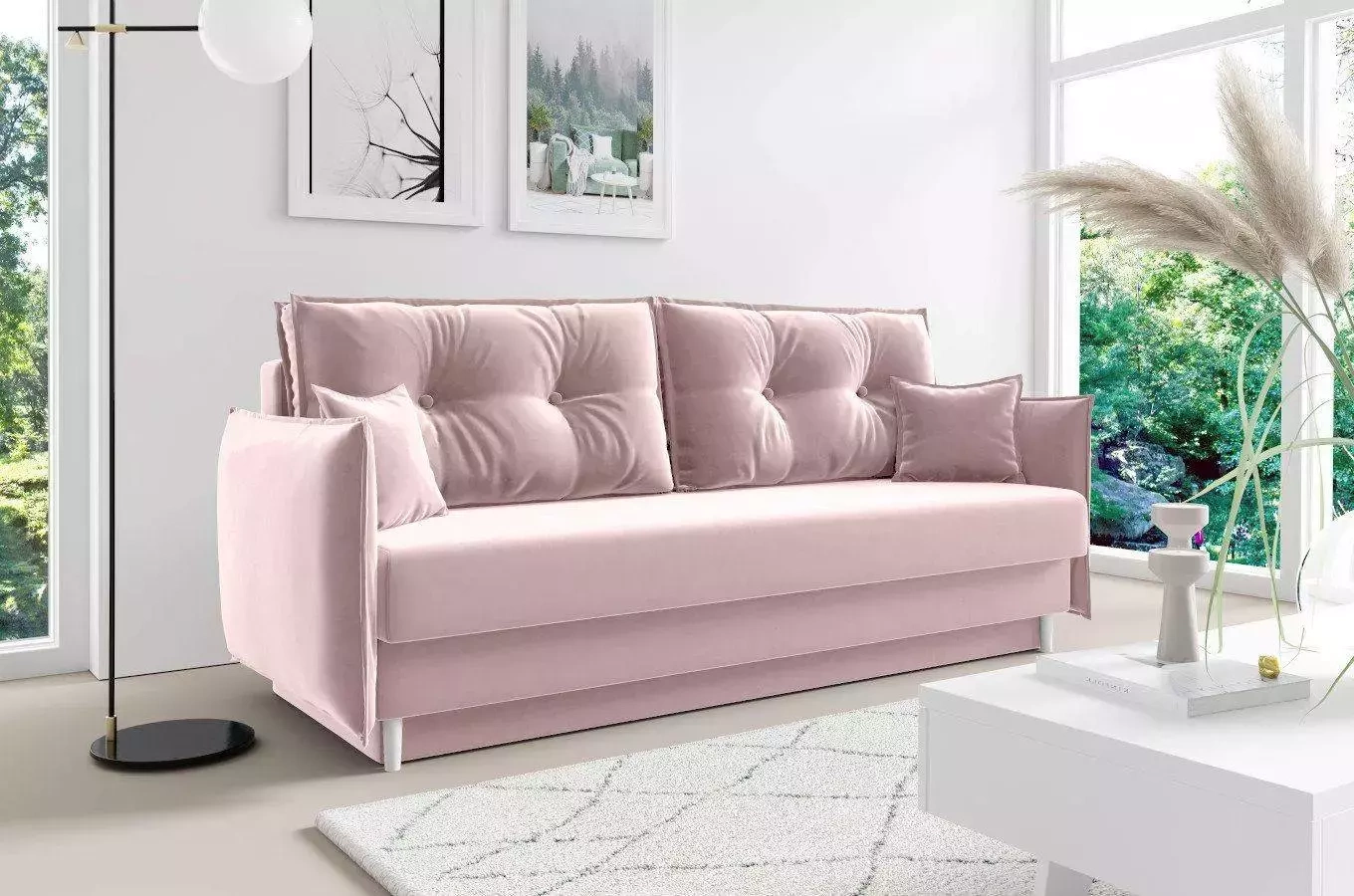 Elegancka sofa BRADLEY z funkcją spania i pojemnikiem na pościel