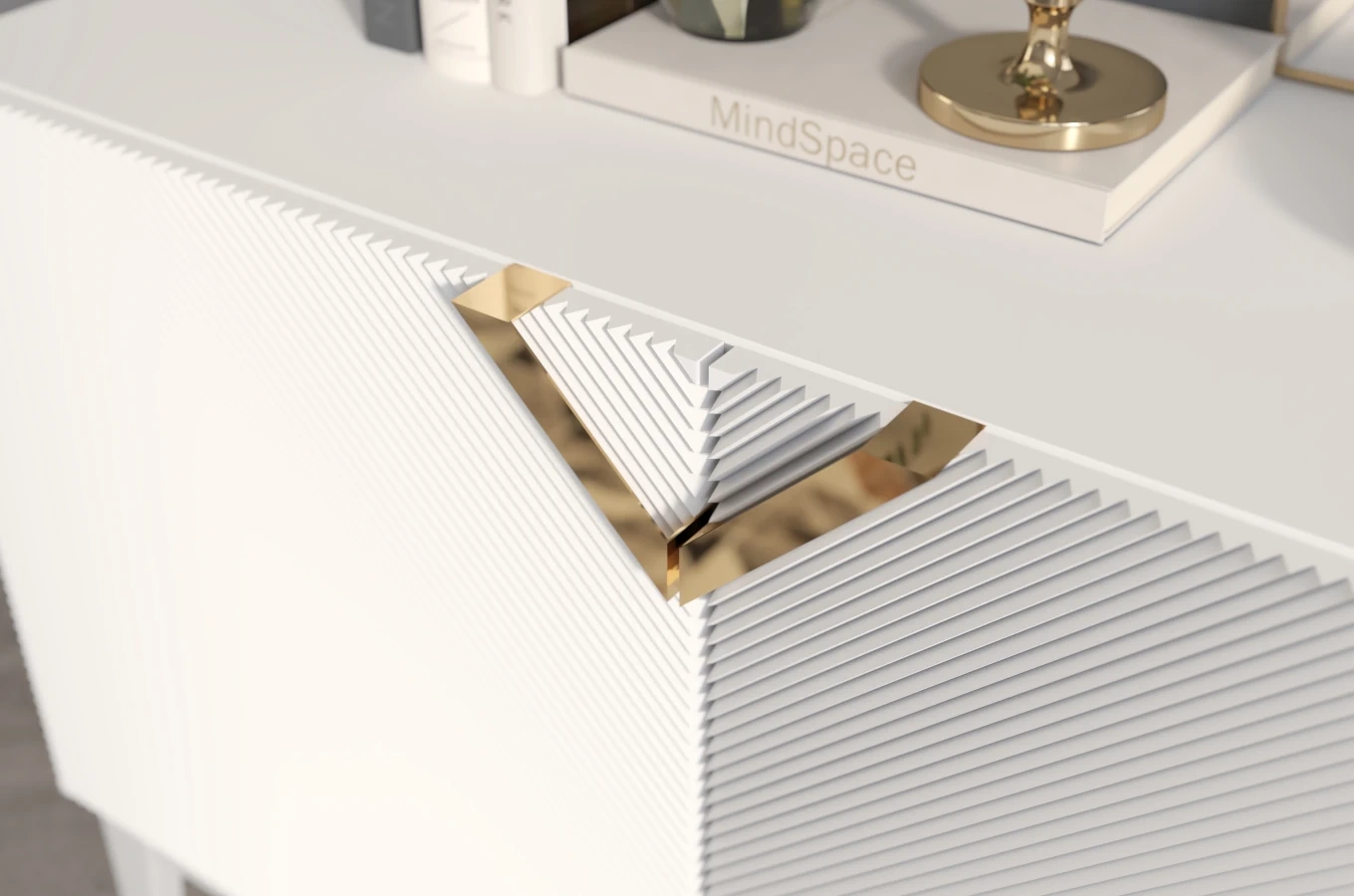 Drewniana komoda Visby DEMI LONG 2D / kolor biały + białe nogi / szer. 100,5 cm