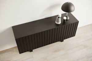 Czarna komoda Skandica VIGGE z lamelami / szer. 149 cm