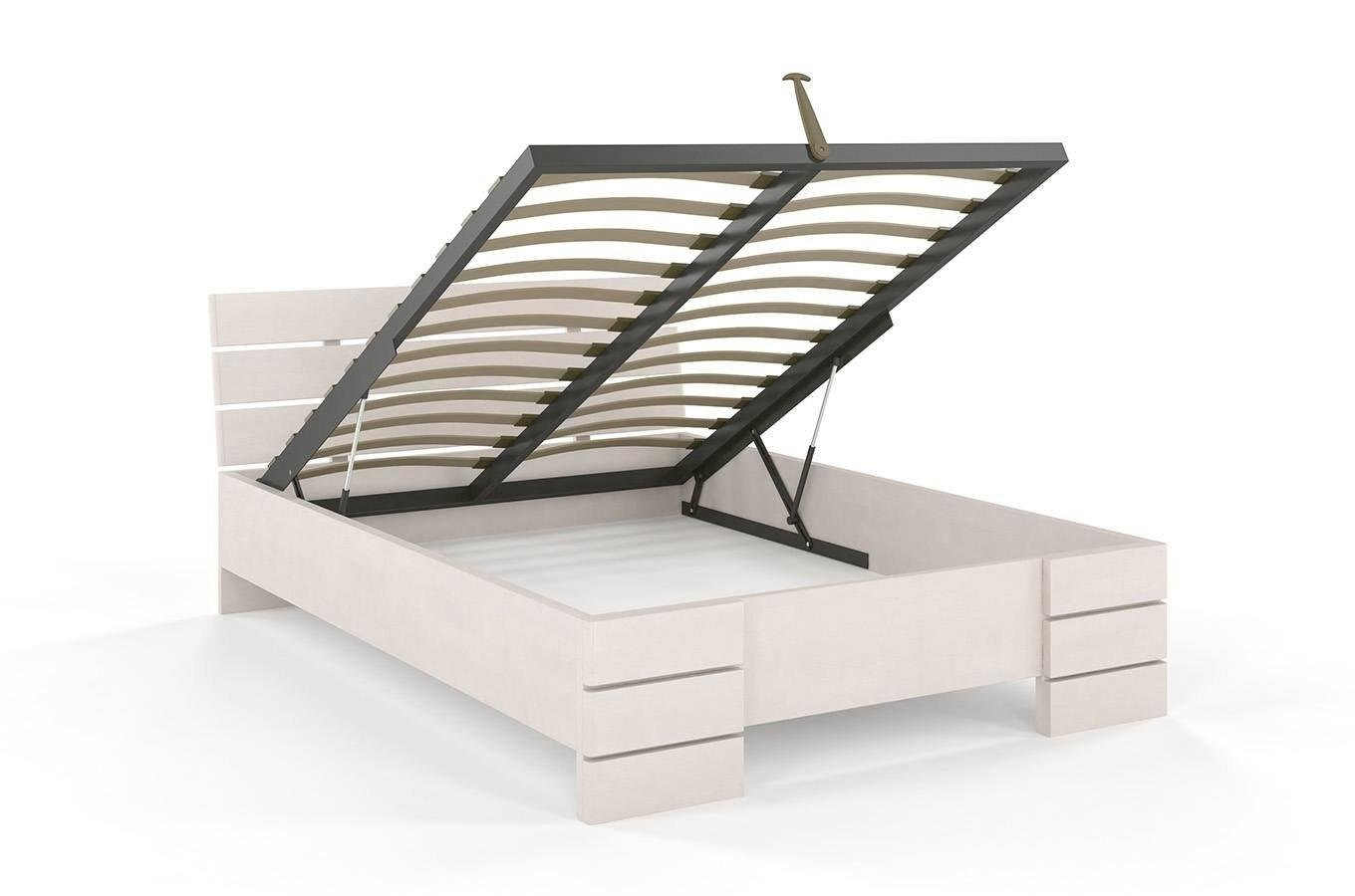 Łóżko drewniane bukowe Visby SANDEMO High BC Long (Skrzynia na pościel) / 180x220 cm, kolor orzech