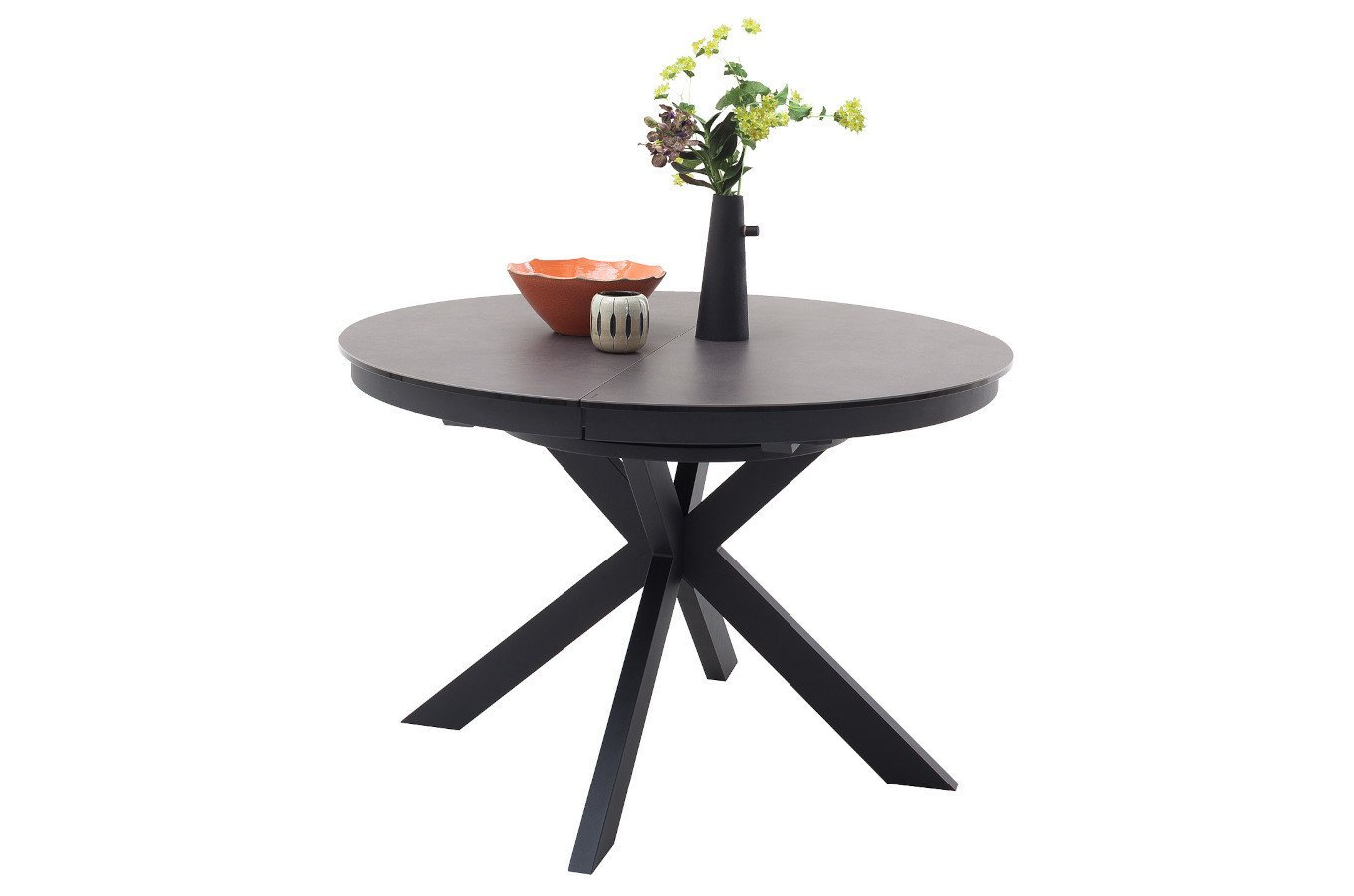 Okrągły rozkładany stół WINNIPEG na metalowych nogach / 120-160 x 120 cm