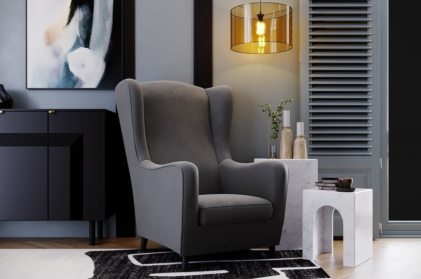 Fotel uszak Skandica AGNETA / 4 kolory tapicerki + 2 kolory nóg do wyboru!