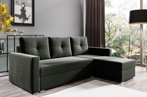 Nowoczesny narożnik ALESIO z funkcją spania i pojemnikiem na pościel