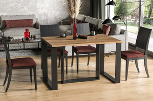 Nowoczesny rozkładany stół BORYS na metalowych nogach 130-290 x 80 cm (dąb craft)