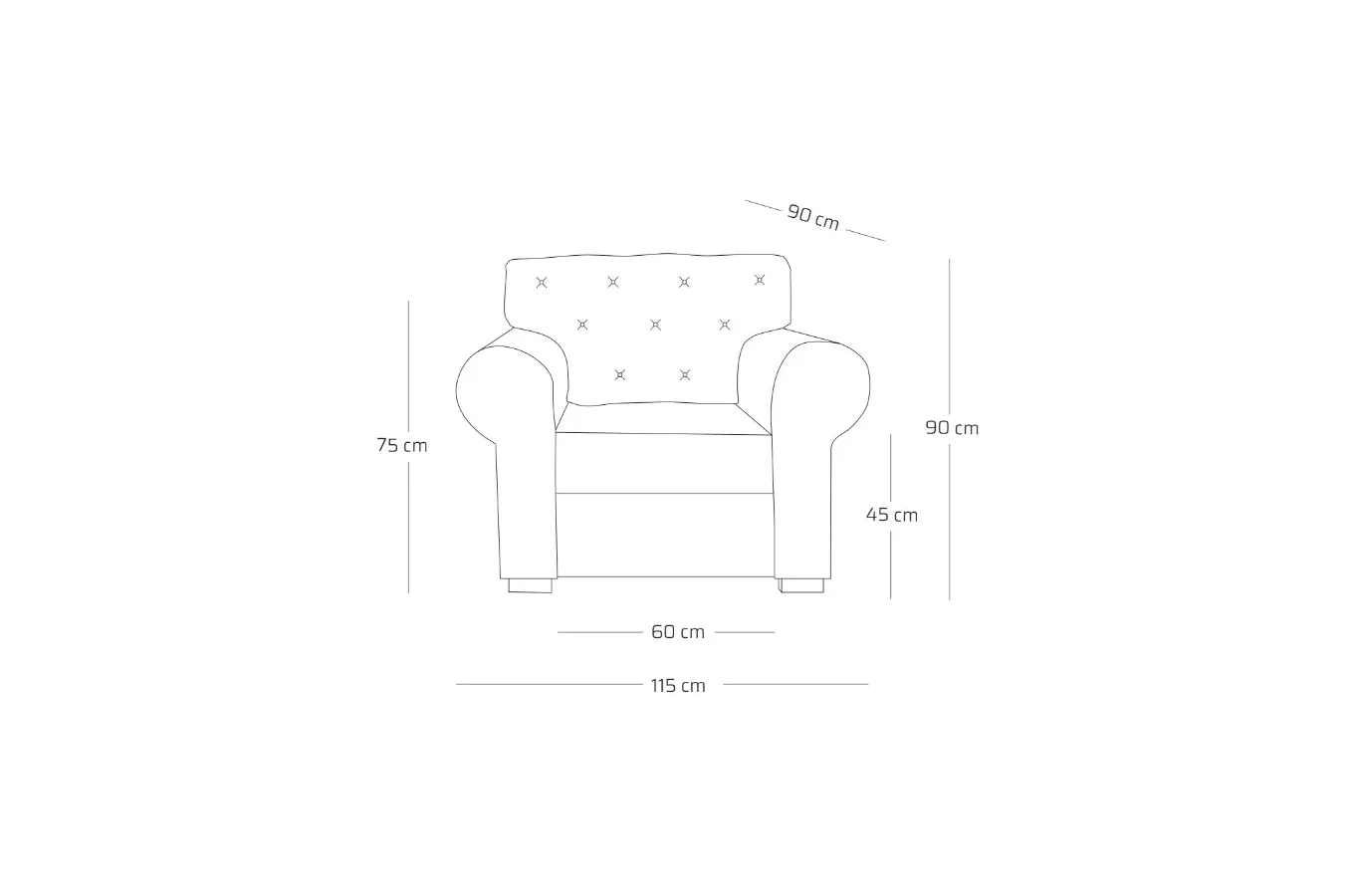 Elegancki fotel ROSIE z pikowanym oparciem