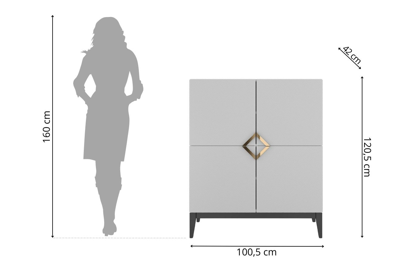 Drewniana komoda Visby DEMI HIGH / kolor biały + czarne nogi / szer. 100 cm