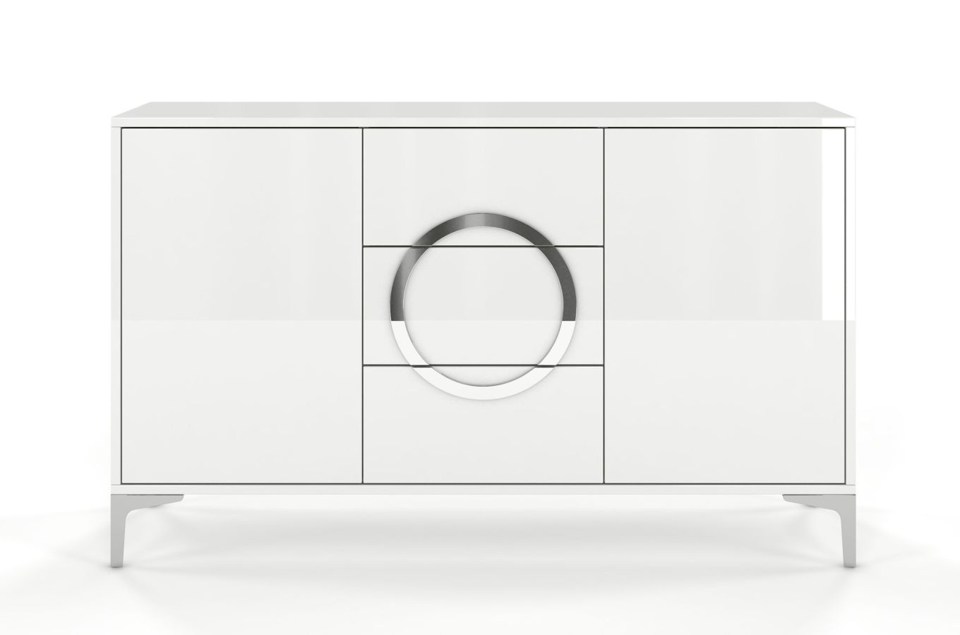 Biała nowoczesna komoda Dancan EVA połysk / szer. 138 cm