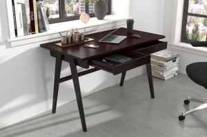 Drewniane bukowe biurko / toaletka z szufladami Visby EDDA / kolor palisander