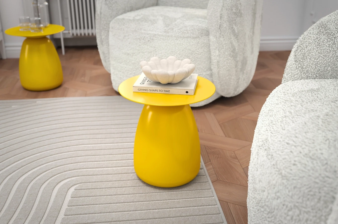 Stolik drewniany Kayani BAOBAB 34 różne kolory, wys. 34 cm / kolor żółty