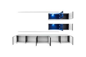 Nowoczesna meblościanka SONIC / biały + czarny / szer. 280 cm