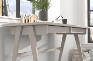 Drewniane bukowe biurko / toaletka z szufladami Visby EDDA / kolor biały