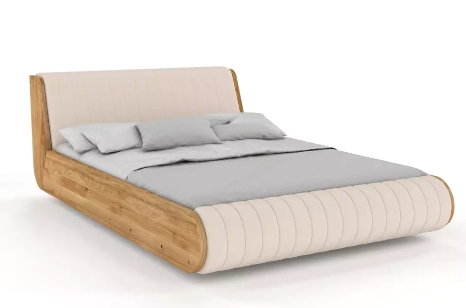 Łóżko lewitujące drewniane dębowe Visby HARALD / 140x200 cm, olej naturalny, zagłówek Trinity 02