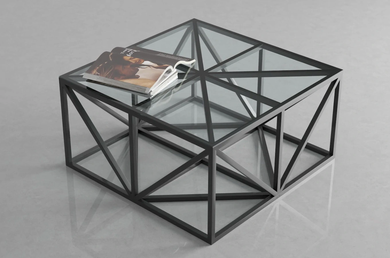 Nowoczesny metalowy stolik ARCHITEKT ze szklanym blatem / 2 kolory do wyboru!