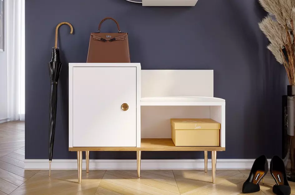 Biała nowoczesna szafka z siedziskiem Skandica HARMONI / szer. 80 cm