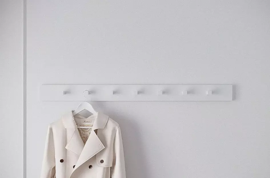 Biały wieszak na ubrania Skandica RIVA / szerokość 120 cm