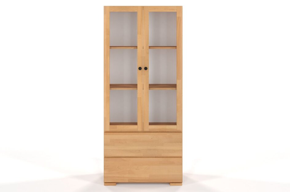 Drewniana bukowa witryna ze szklanymi drzwiami Visby SANDEMO 2S80 / szer. 80 cm