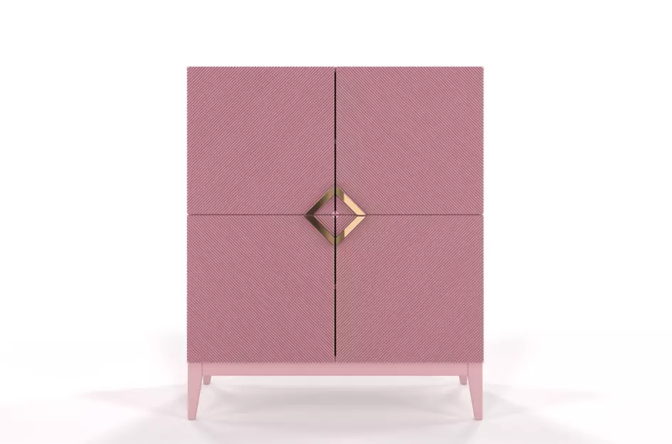 Drewniana komoda Visby DEMI HIGH / kolor pudrowy róż / szer. 100 cm