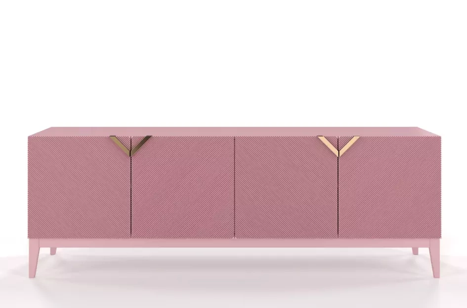 Drewniana komoda Visby DEMI LONG / kolor pudrowy róż