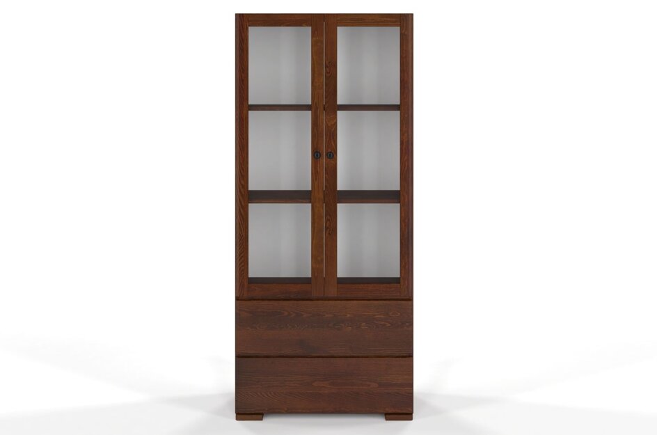 Drewniana sosnowa witryna ze szklanymi drzwiami Visby SANDEMO 2S80 / szer. 80 cm