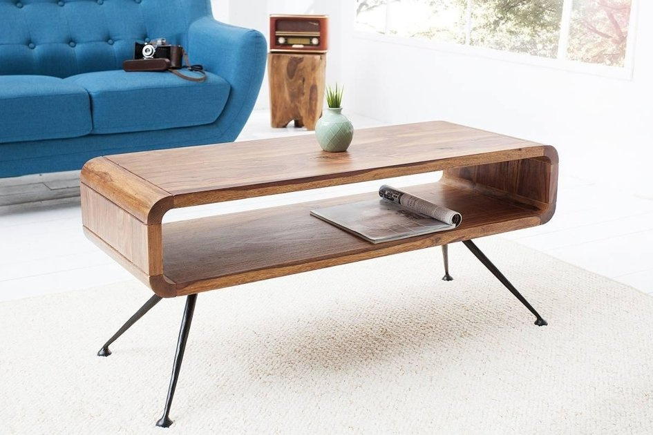 Drewniany stolik kawowy ALPHA w stylu retro (100 cm)
