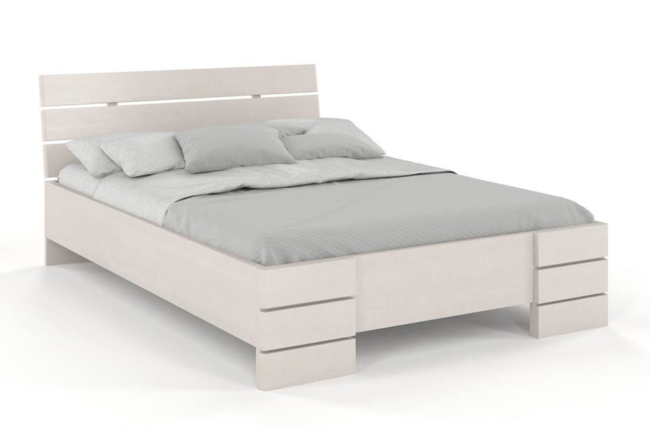 Łóżko drewniane sosnowe Visby Sandemo High / 120x200 cm, kolor biały