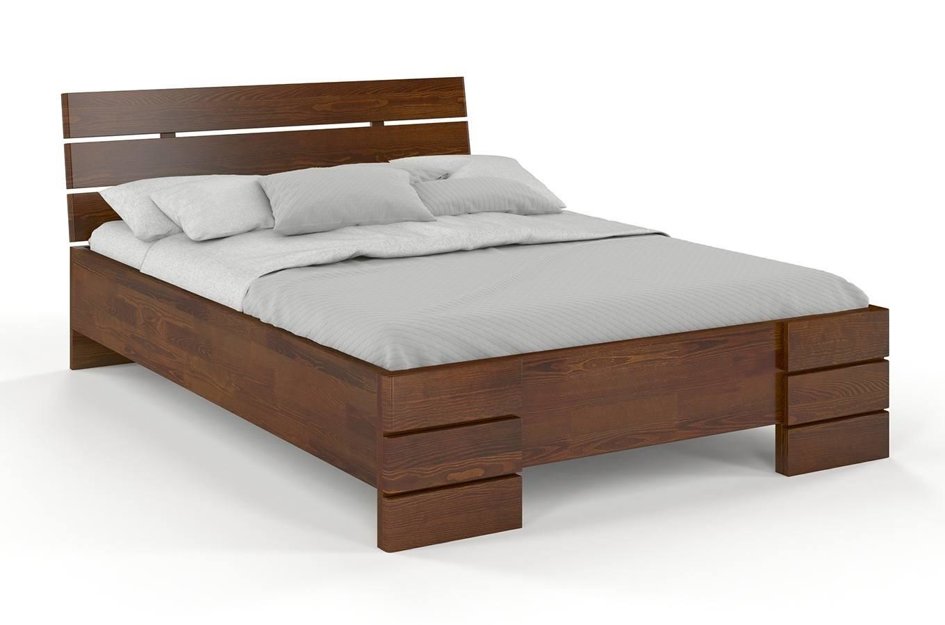 Łóżko drewniane sosnowe Visby Sandemo High & LONG (długość + 20 cm) / 180x220 cm, kolor orzech