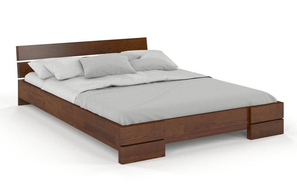 Łóżko drewniane sosnowe Visby Sandemo LONG (długość + 20 cm) / 160x220 cm, kolor orzech