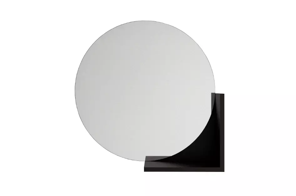 Okrągłe czarne lustro z półką Skandica LUCIJA  / średnica 60 cm
