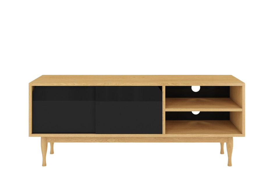 Szafka RTV Skandica ELZA Black na dębowych nogach | Oferta limitowana!