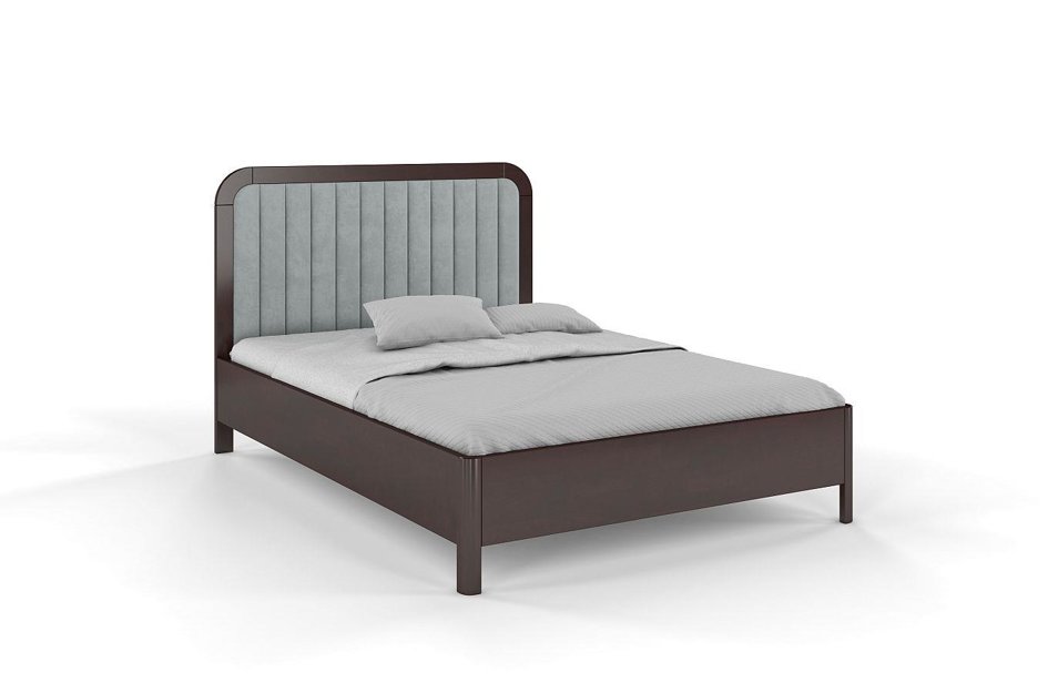 Tapicerowane łóżko drewniane bukowe Visby MODENA z wysokim zagłówkiem / 180x200 cm, kolor palisander, zagłówek Casablanca 2314