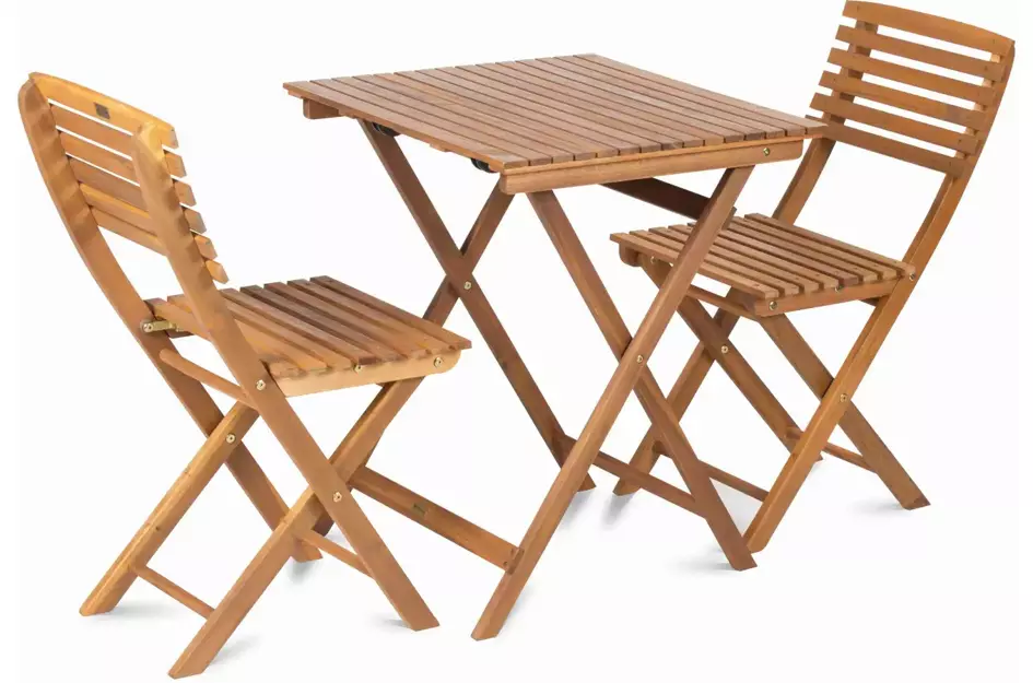 Zestaw mebli LAGOS z drewna akacjowego na balkon lub taras / stolik + 2 krzesła