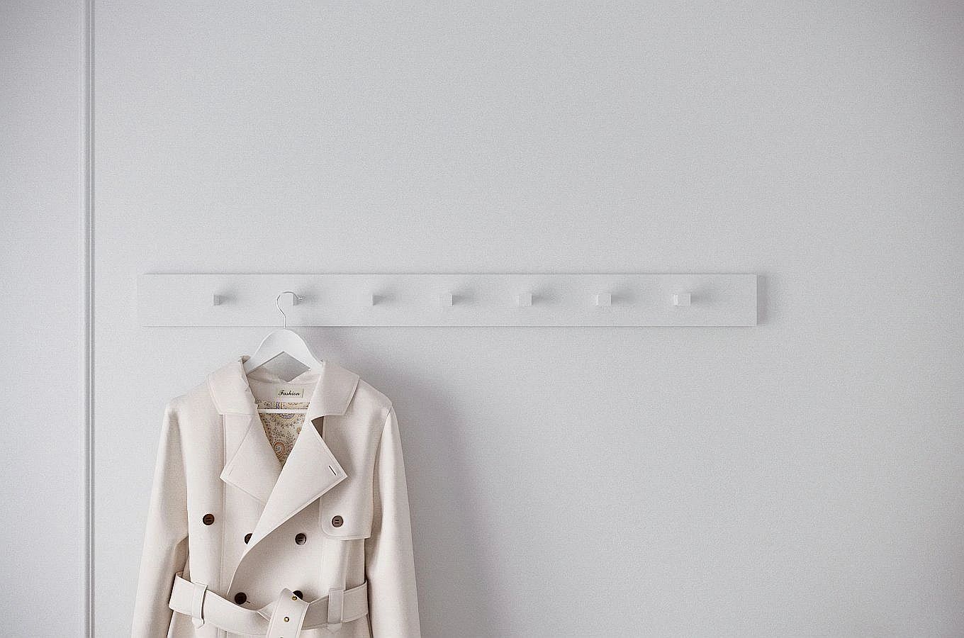 Biały wieszak na ubrania Skandica RIVA / szerokość 120 cm