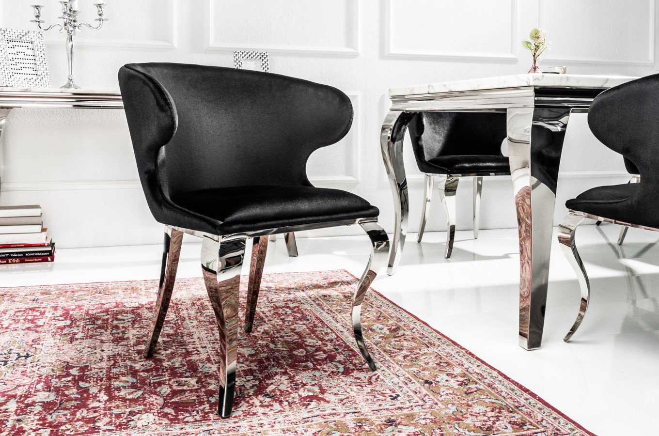 Czarne Krzesło tapicerowane MODERN BAROCK / zestaw 2 sztuk